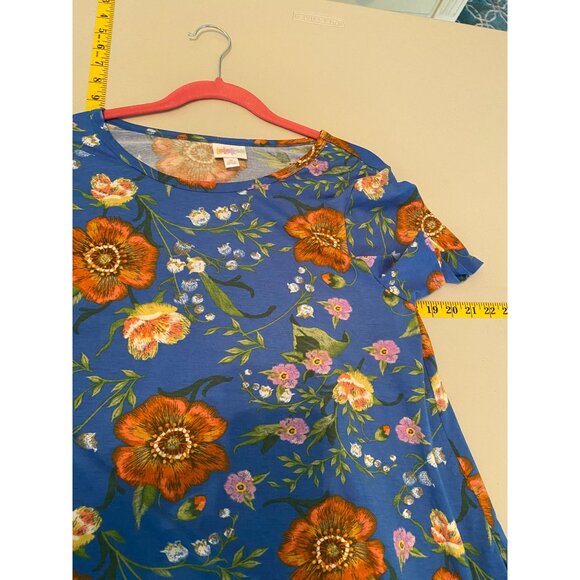 ready LulaRoe Dress Short Sleeve Blue w/ Orange Floral Pattern Medium - Picture 6 of 8